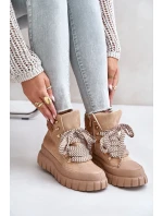 Dámské Zateplené Boty Trapery Na Platformě Hnědé Alcyhen