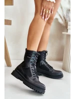 Kožené Traperky Kotníkové Boty Pánské Zateplené Big Star OO174164 Černé