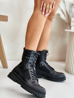 Kožené Traperky Kotníkové Boty Pánské Zateplené Big Star OO174164 Černé