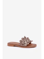 Zazoo 40381 Dámské Kožené Pantofle Na Plochém Podpatku Taupe