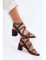 Kožené Dámské Sandály S Pásky Na Podpatku Maciejka 06969-01 Černé