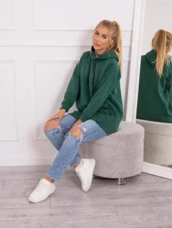 Zateplená mikina s patentkami tmavě zelená