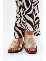 Dámské Klapky Na Klínu Eko Kůže Se Zdobením Zlaté Sarela Dámské Klapky Na Klínu Eko Kůže Se Zdobením Zlaté Sarela