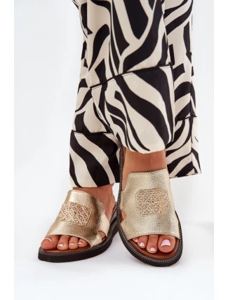 Dámské Klapky Na Klínu Eko Kůže Se Zdobením Zlaté Sarela Dámské Klapky Na Klínu Eko Kůže Se Zdobením Zlaté Sarela