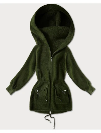 Přehoz přes oblečení typu alpaka v army barvě s kapsami (W010#)