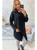 Oversize tunika s obálkou vpředu černá