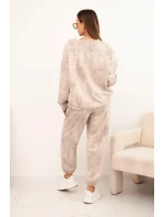 Dámská oversize souprava z viskózy s efektem vyblednutí tmavě béžová