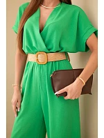 Kombinéza s ozdobným páskem v pase zelený Kombinéza s ozdobným páskem v pase zelený