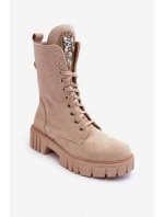 kožené workery s bižuterní ozdobou Bežové Marx kožené workery s bižuterní ozdobou Bežové Marx