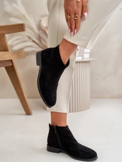 Dámské Boty Na Plochém Podpatku Vyřezávané Černé S.Barski HY42-076