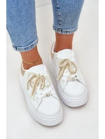 Dámské Tenisky Na Platformě S Ozdobami Bílo-Zlaté Lerissna