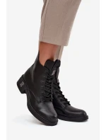 Kožené dámské kozačky na nízkém podpatku Vinceza 66818 Černé