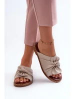 Dámské pantofle na plochém podpatku Béžová Nelvira