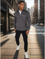 Pánská grafitová mikina s potiskem FashionStreet BX5888 Pánská grafitová mikina s potiskem FashionStreet BX5888