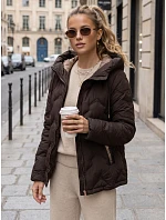 Dámská prošívaná bunda s kapucí, hnědá, FashionStreet TY5944