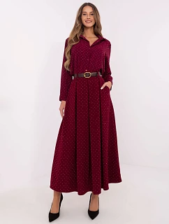 Elegantní maxi sukně s ozdobným lemem vínová (19720)