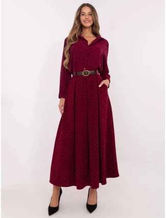 Elegantní maxi sukně ve vínové bordó barvě v ozdobném provedení (19720)