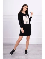 3D grafické šaty s perlami černé 3D grafické šaty s perlami černé