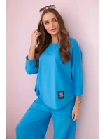 Bavlněná mikina kalhoty set tyrkys Bavlněná mikina kalhoty set tyrkys