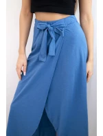 Dámská bavlněná maxi zavinovací sukně s vázáním džínová