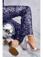 Lesklé Sandály Na Mohutném Podpatku Stříbrné Calmi