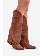 Kozačky S Ohnutým Holení Na Podpatku Hnědé Iveliri Kozačky S Ohnutým Holení Na Podpatku Hnědé Iveliri