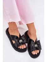Dámské kožené sandály na platformě s mašlí CheBello 4647 černé
