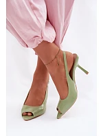 Dámské sandály na podpatku Zelené Sevina