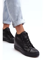 Dámské kožené tenisky na klínku Big Star Black