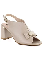 Dámské sandály na jehlovém podpatku s mašlí béžové Jezzi RMR25112-3