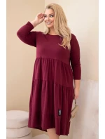 Dámská bavlněná sukýnka Plus Size s volány a ohrnutým rukávem žlutá