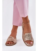 Dámské Sandály Na Plném Podpatku S Ozdobou S.Barski KV51-002 Růžové Zlato