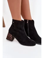 Kožené semišové dámské kotníky na podpatku Maciejka K7202-01 Černé
