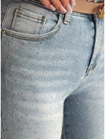 Dámské džínové úzké kalhoty s ozdobou GLAMSKIN modré FashionStreet UY2442