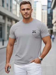 Pánské bavlněné tričko s malým potiskem, šedé, FashionStreet NX5131R