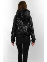 Černá lesklá prošívaná dámská bunda (B9560)