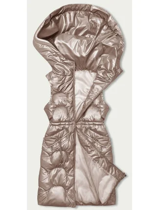 Bledě růžová vypasovaná vesta s kapucí (B8172-51)