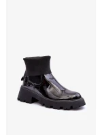 Dámské lesklé boty s kotníkem černé Pavo Dámské lesklé boty s kotníkem černé Pavo