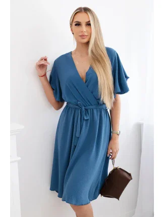 Šaty s vrstveným výstřihem džínovina