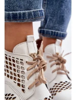 Kožené vyšívané boty Zazoo 2704 Bílé