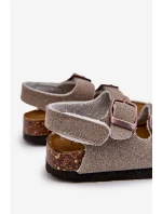 Dětské sandálky na korkové platformě se suchým zipem šedé Rorria