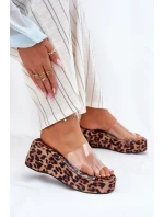 Dámské sandály s průhledným páskem na klíně panterka Meltiana
