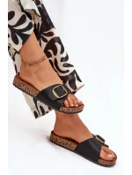 Dámské sandály na korkové platformě s přezkou černé Vianara