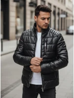 Pánská zateplená kožená bunda černá FashionStreet TX5115 Pánská zateplená kožená bunda černá FashionStreet TX5115