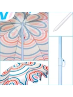 PLÁŽOVÝ A ZAHRADNÍ SLUNEČNÍK 160 CM PRUHOVANÝ MODRÝ A RŮŽOVÝ