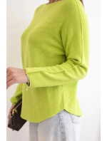 Dámský svetr z viskózy s dlouhým rukávem a kulatým výstřihem pistáciový