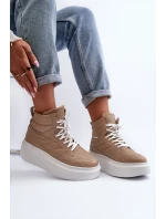 Zazoo 3392/X Dámské Kožené Sportovní Boty na Platformě Beige
