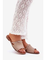 Kožené Pantofle Tmavě Béžové Lewski Shoes 3047