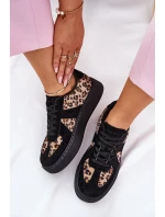 Dámské Tenisky S Leopardím Vzorem Na Platformě Černé Nativira
