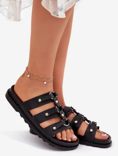 Dámské Pantofle S Pásky Černé Pasiriela